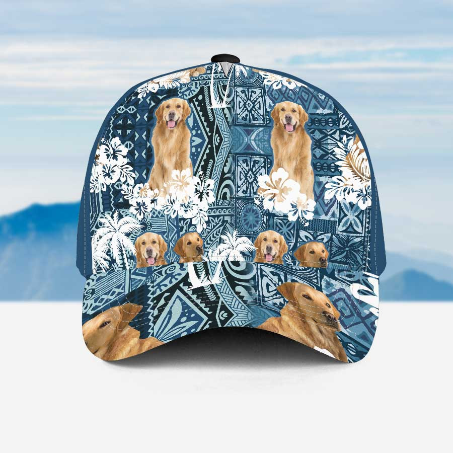 Golden Retriever Lovers Aloha Hawaiian 3D Baseball Cap for Dog Mom, Dog Dad Summer Hats Trucker Hats Custom Hats Gifts For Men & Women