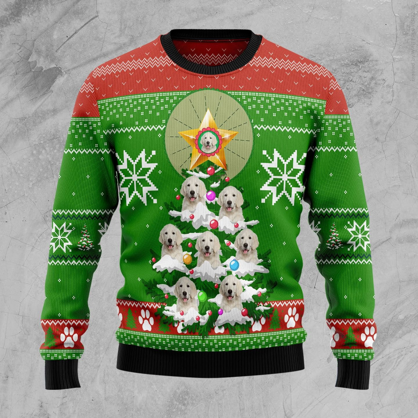 Golden Retriever Pine Ugly Christmas Sweater Adult 3D Funny Matching for family