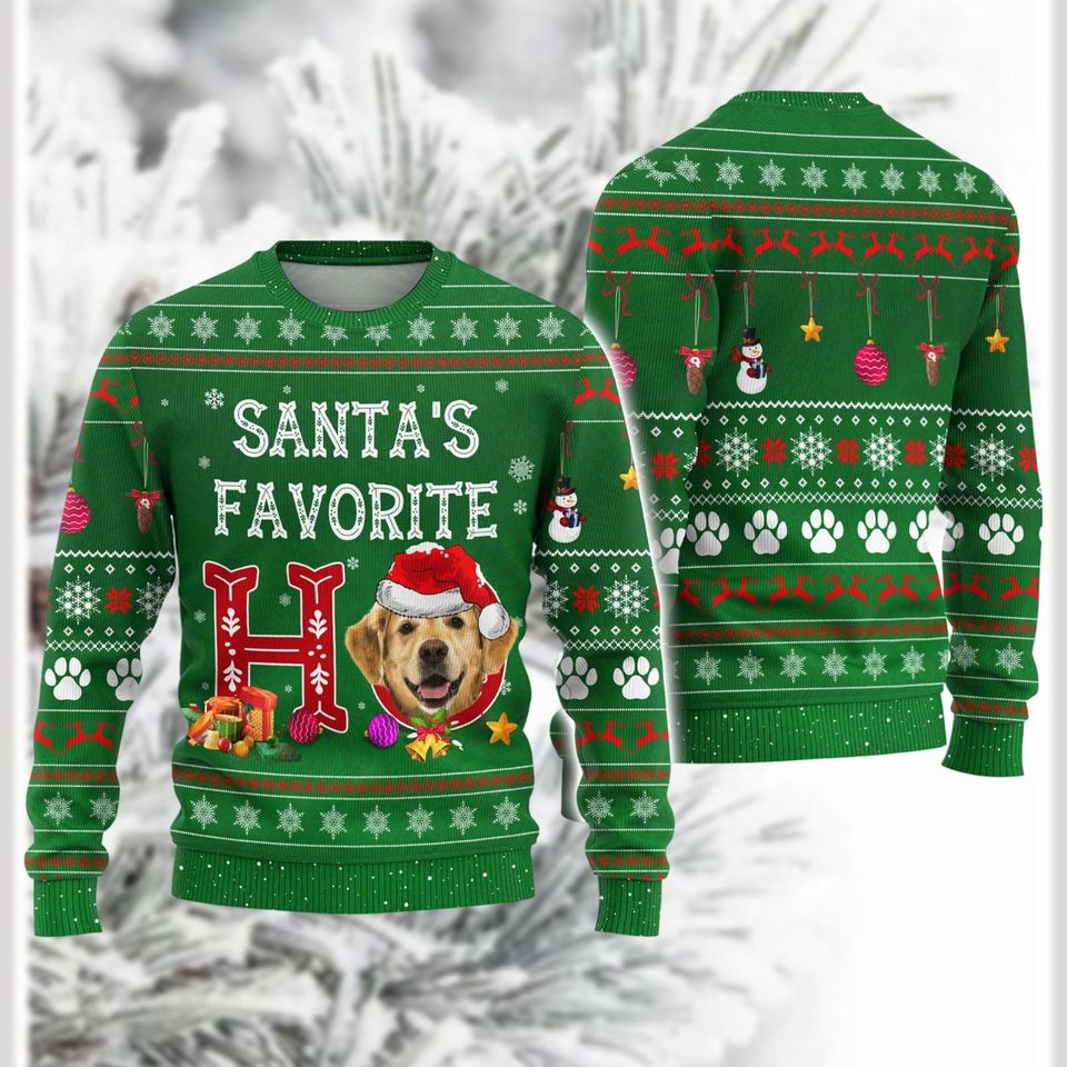 Golden Retriever Santas Favorite Ho Ugly Christmas Sweater - Image 2