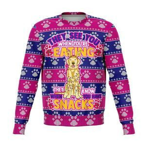 Golden Retriever They Know When You Have Snacks Christmas Ugly Christmas Sweater Adult 3D Funny Matching for family