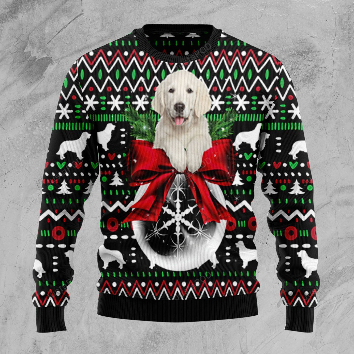 Golden Retriever Xmas Ball Ugly Christmas Sweater Adult 3D Funny Matching for family