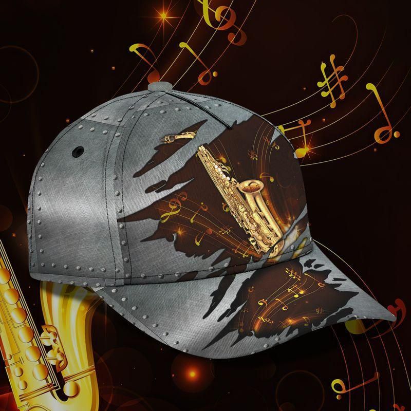 Golden Saxophone Music Trending Classic Cap Baseball Cap For Friends Trucker Hats Custom Hats Gifts For Men & Women
