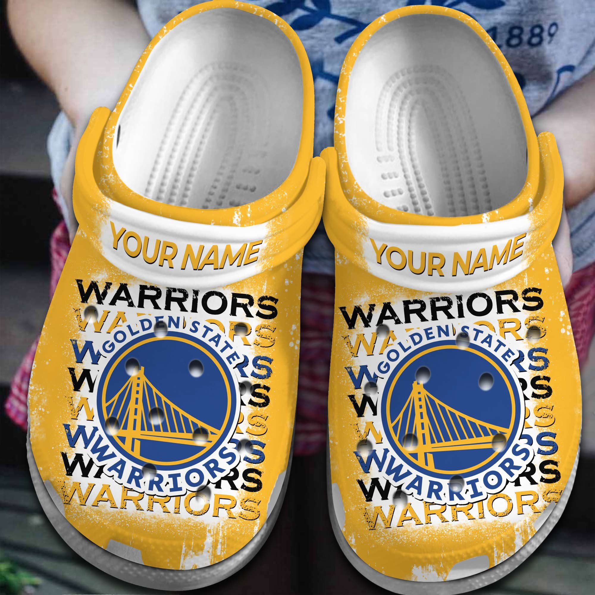 Golden State Warriors NBA Basketball Sport Crocs Crocband Clogs Shoes Comfortable For Men Women and Kids