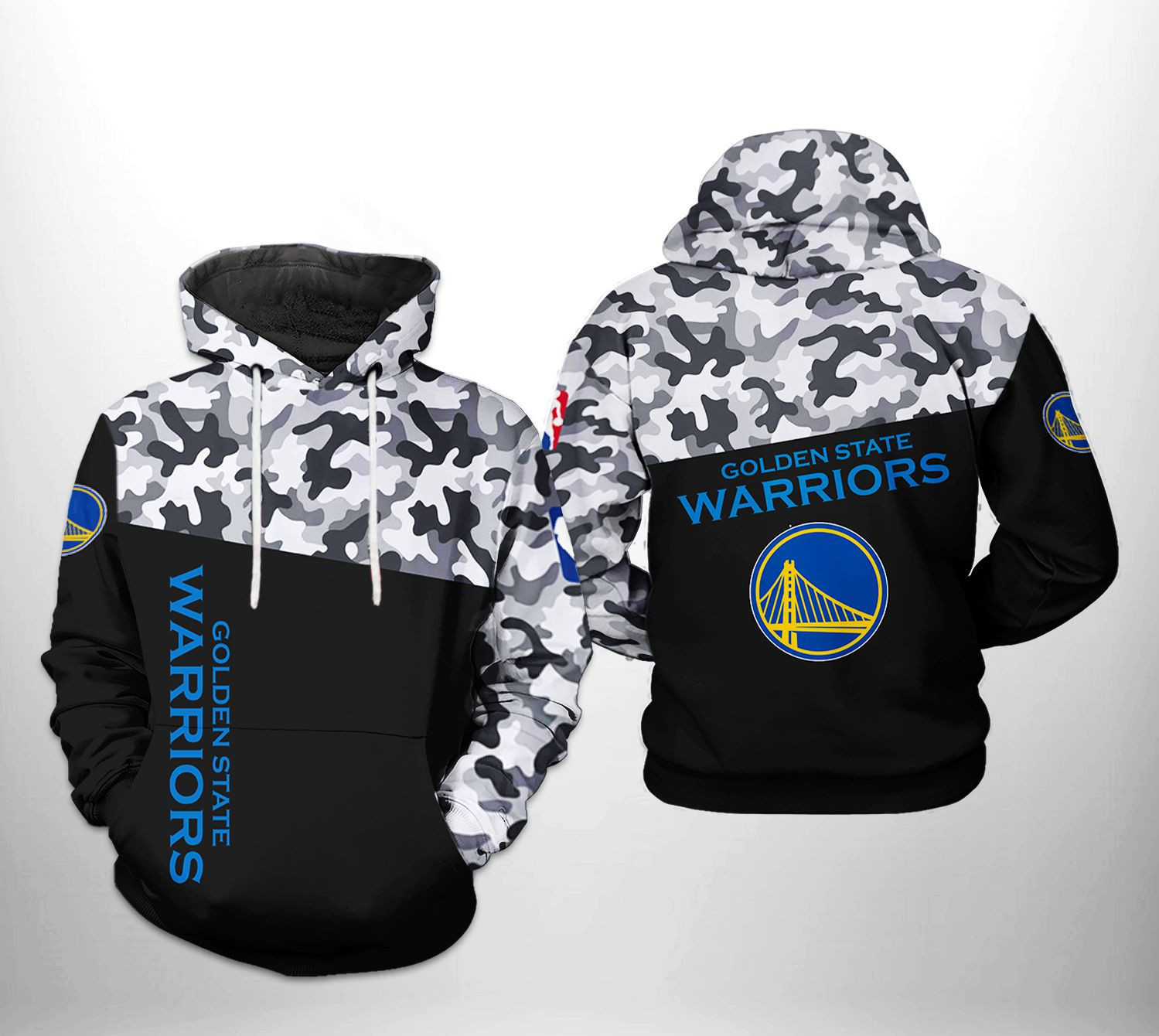 Golden State Warriors NBA Camo Veteran Team 3D All Over Print Hoodie, Zip Hoodie