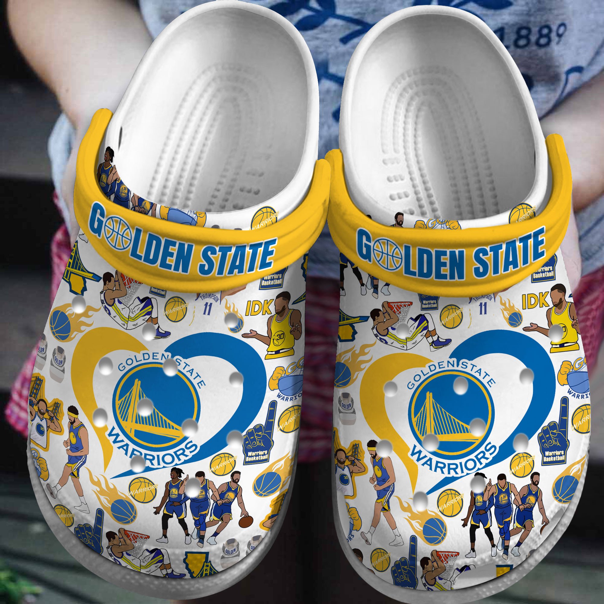 Golden State Warriors NBA Sport Crocs Crocband Clogs Shoes Comfortable For Men Women and Kids