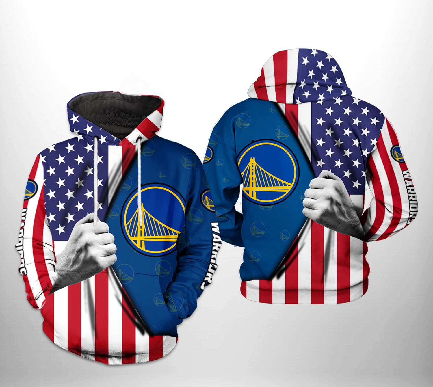 Golden State Warriors NBA US Flag Team 3D All Over Print Hoodie, Zip Hoodie