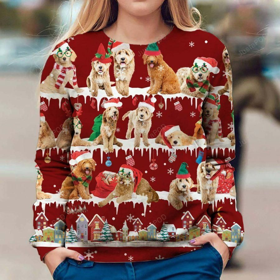 Goldendoodle Dog Ugly Christmas Sweater Adult 3D Funny Matching for family