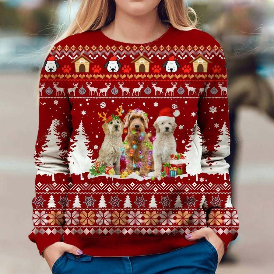 Goldendoodle Dog Ugly Christmas Sweater Adult 3D Funny Matching for family