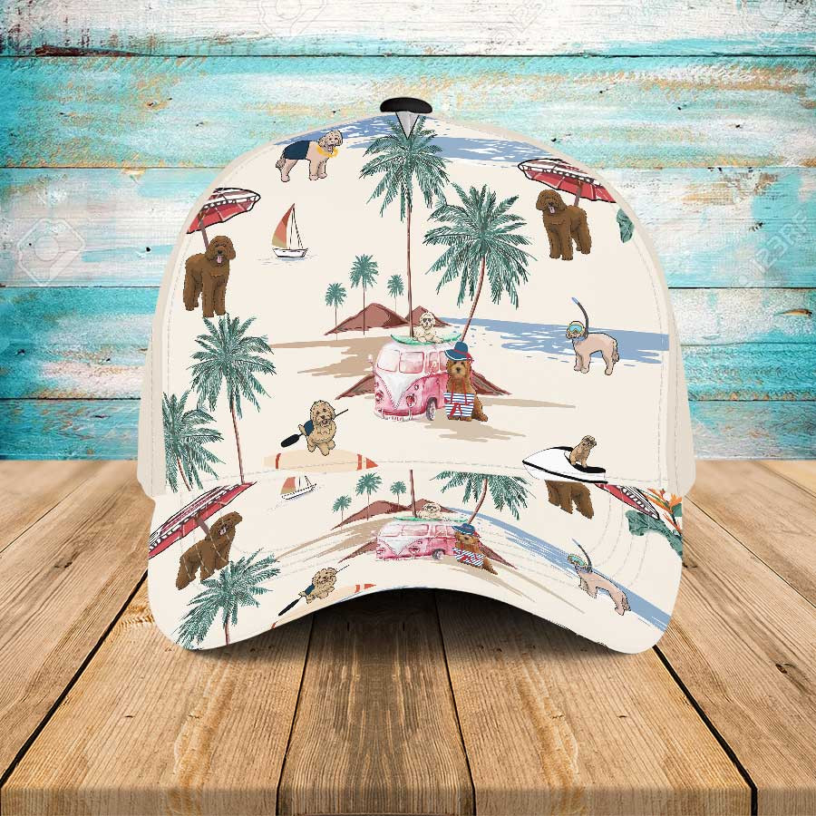 Goldendoodle Summer Beach Hawaiian Hat, Goldendoodle Aloha Baseball Cap for Men & Women Trucker Hats Custom Hats Gifts For Men & Women
