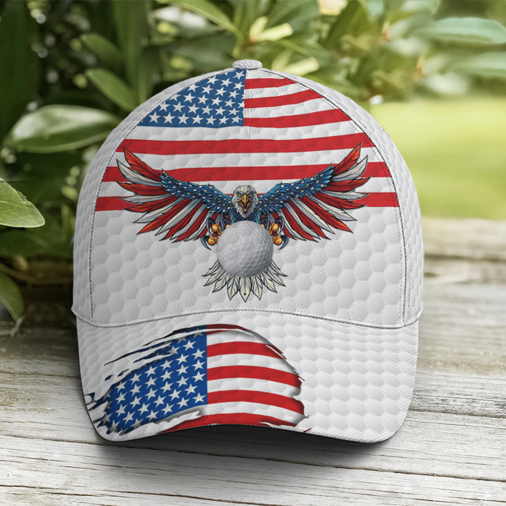 Golf American Flag Eagle Golf Ball Pattern Baseball Cap Trucker Hats Custom Hats Gifts For Men & Women