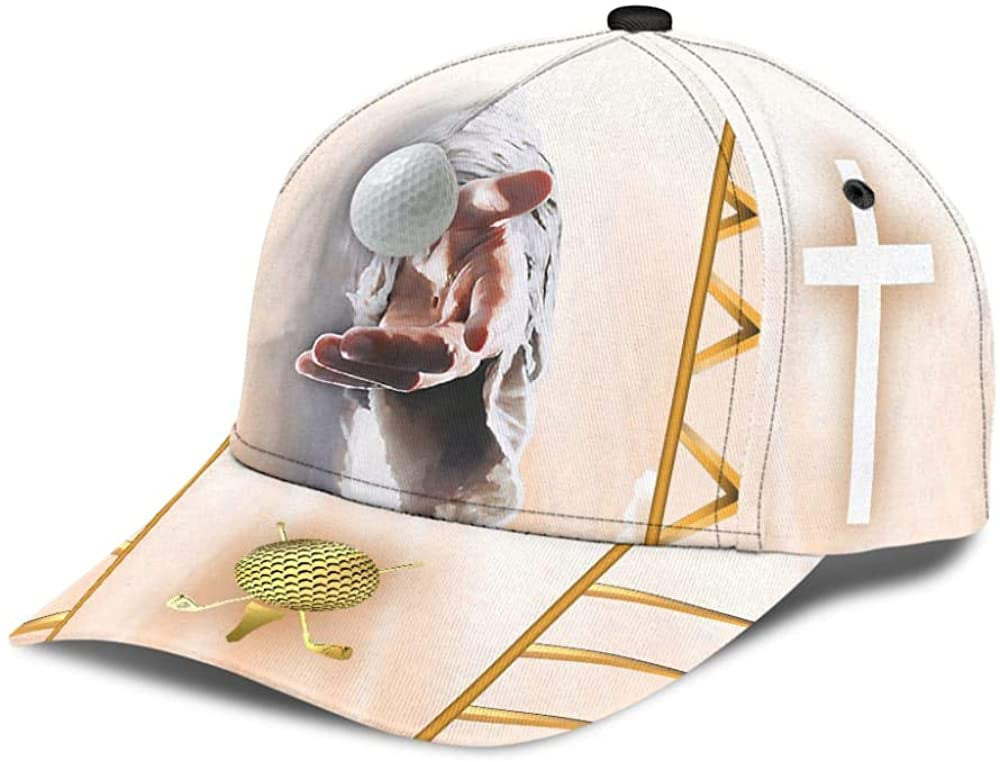 Golf God Give Me Your Hand Jesus 3D Printed Unisex Hat Classic Cap Trucker Hats Custom Hats Gifts For Men & Women