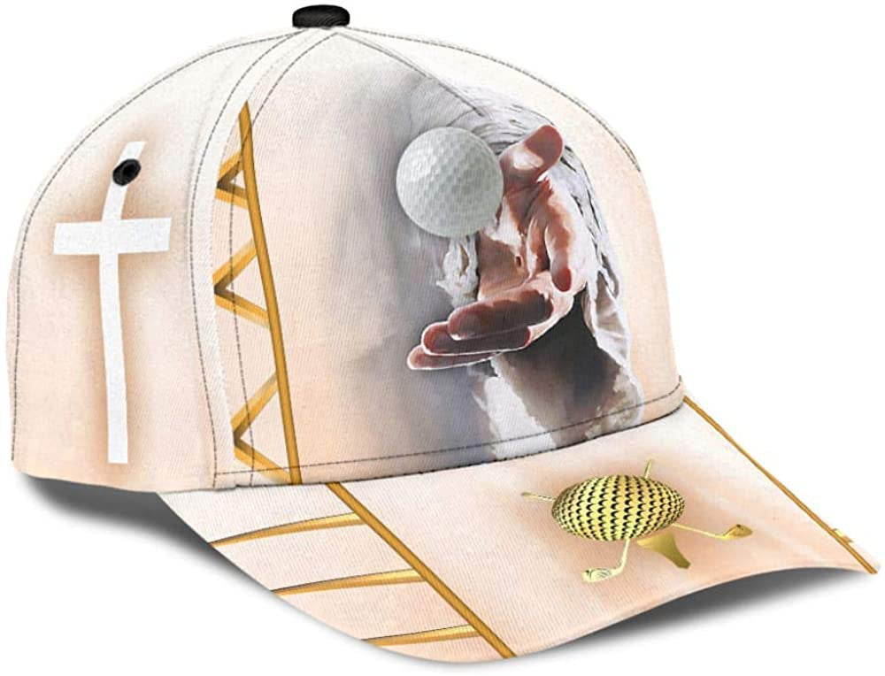 Golf God Give Me Your Hand Jesus 3D Printed Unisex Hat Classic Cap Trucker Hats Custom Hats Gifts For Men & Women