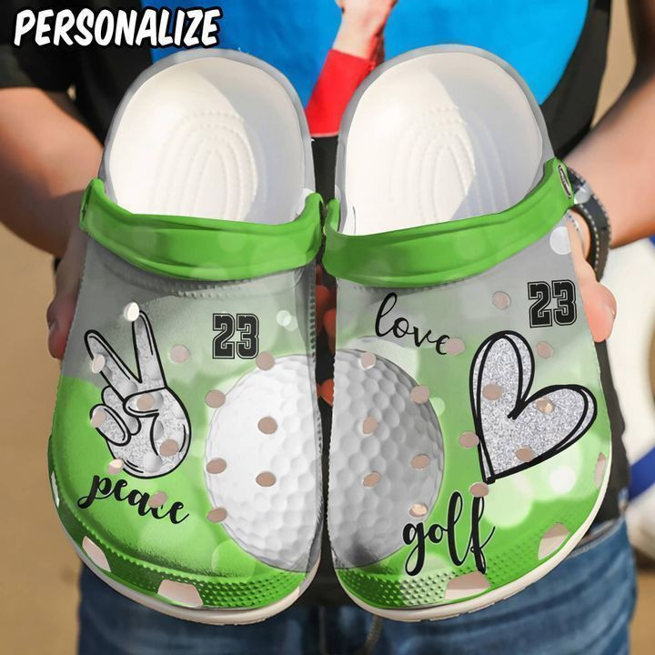 Golf Personalized Peace Love Classic Clogs Shoes