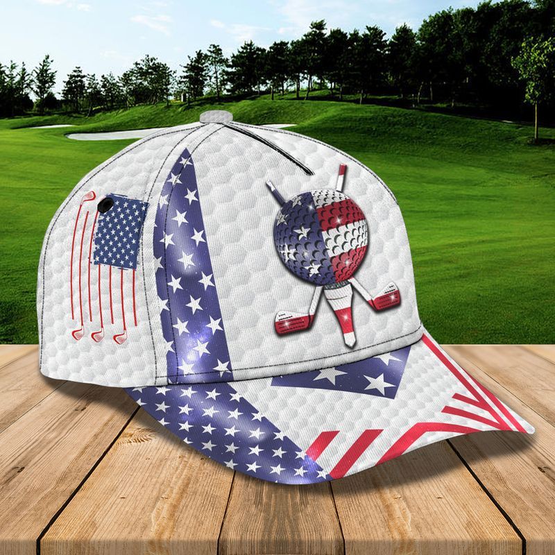 Golf Proud America Flag White Classic Cap Baseball Cap Trucker Hats Custom Hats Gifts For Men & Women