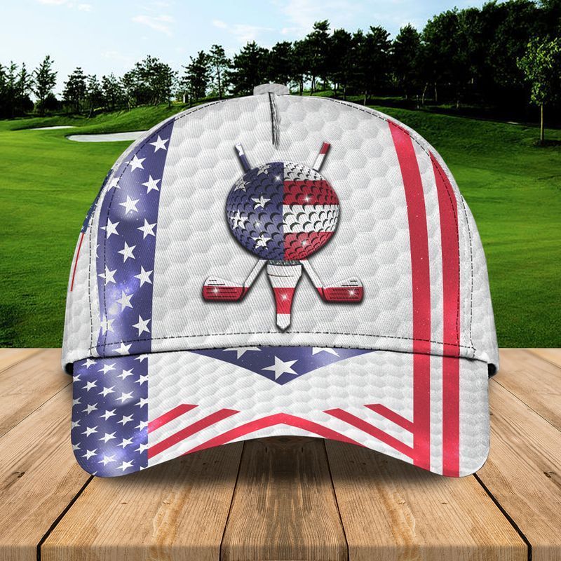Golf Proud America Flag White Classic Cap Baseball Cap Trucker Hats Custom Hats Gifts For Men & Women