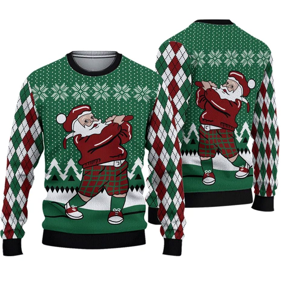Golf Santa Christmas Ugly Sweater