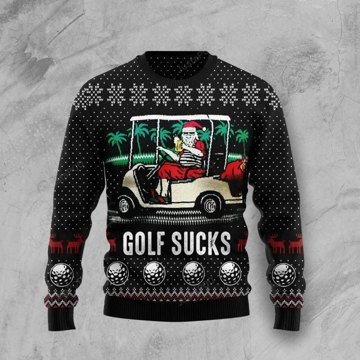 Golf Sucks Ugly Christmas Sweater Adult 3D Funny Matching for family