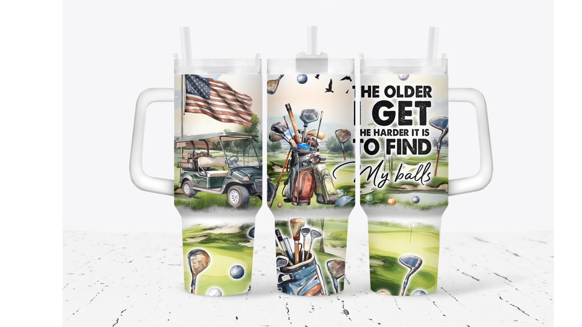 Golf with American Flag Custom Stanley Cup 40 oz 30 oz Tumbler With HandleTVC2301919