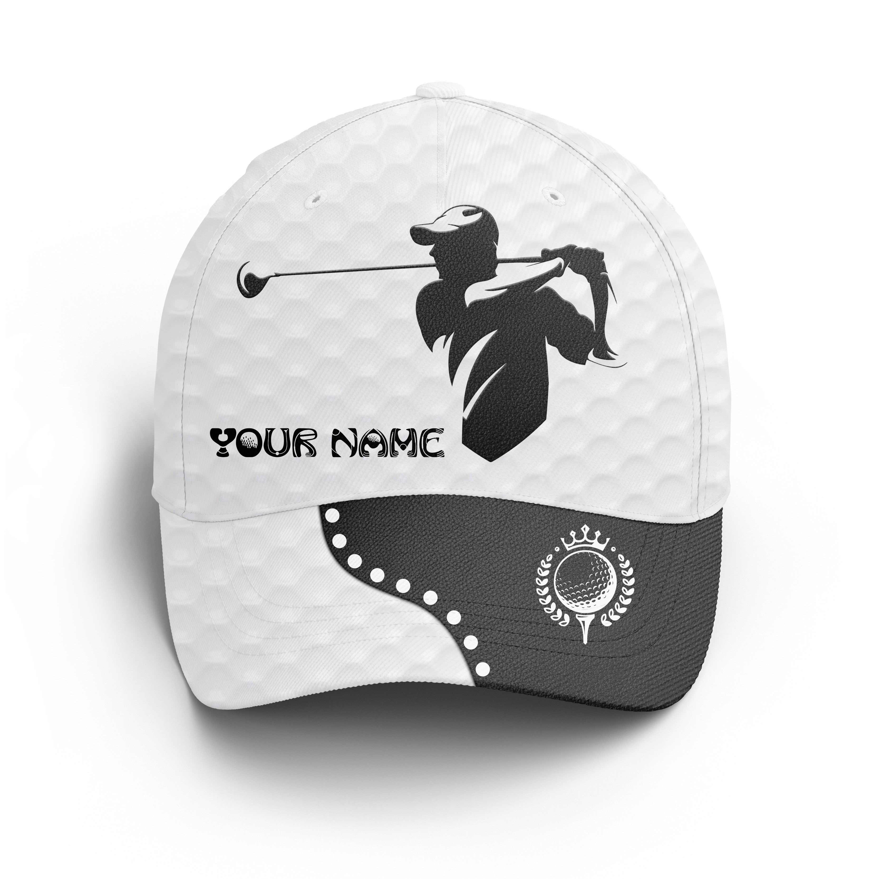 Golfer Hat Custom Name Black & White Golf Hats Adjustable Mesh Unisex Baseball Mens Golf Hats, Fishing Classic Cap Trucker Hats Custom Hats Gifts For Men & Women