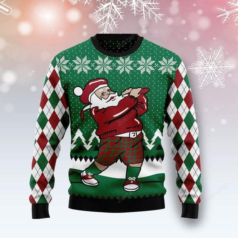 Golfer Santa Ugly Christmas Sweater Adult 3D Funny Matching for family