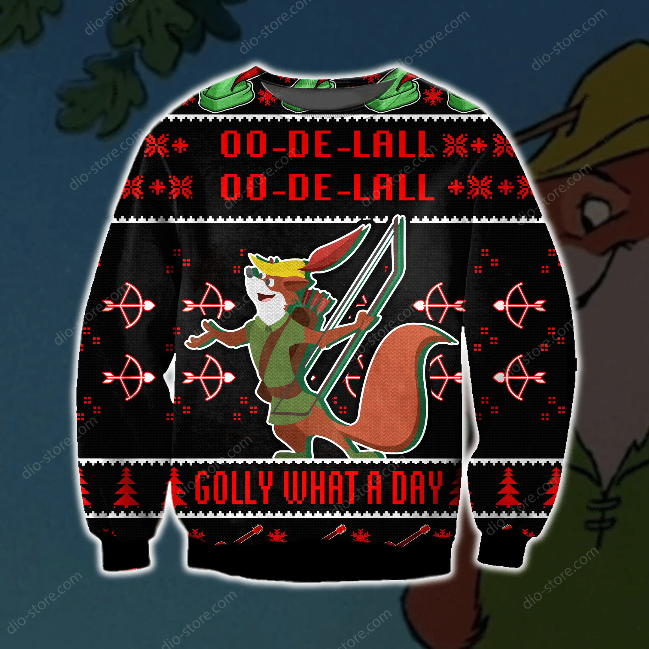 Golly What A Day- Robin Hood Knitting Pattern 3D Print Ugly Christmas Sweater Adult 3D Funny Matching for family