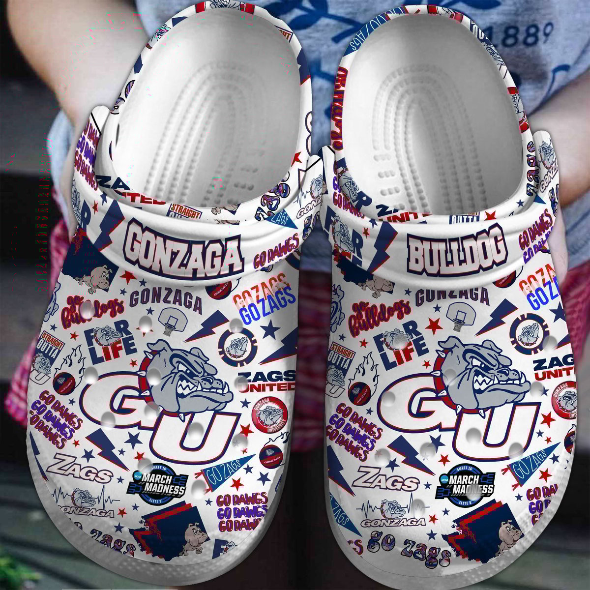 Gonzaga Bulldogs NCAA Sport Crocs Clogs Crocband Shoes Comfortable For Men Women and Kids