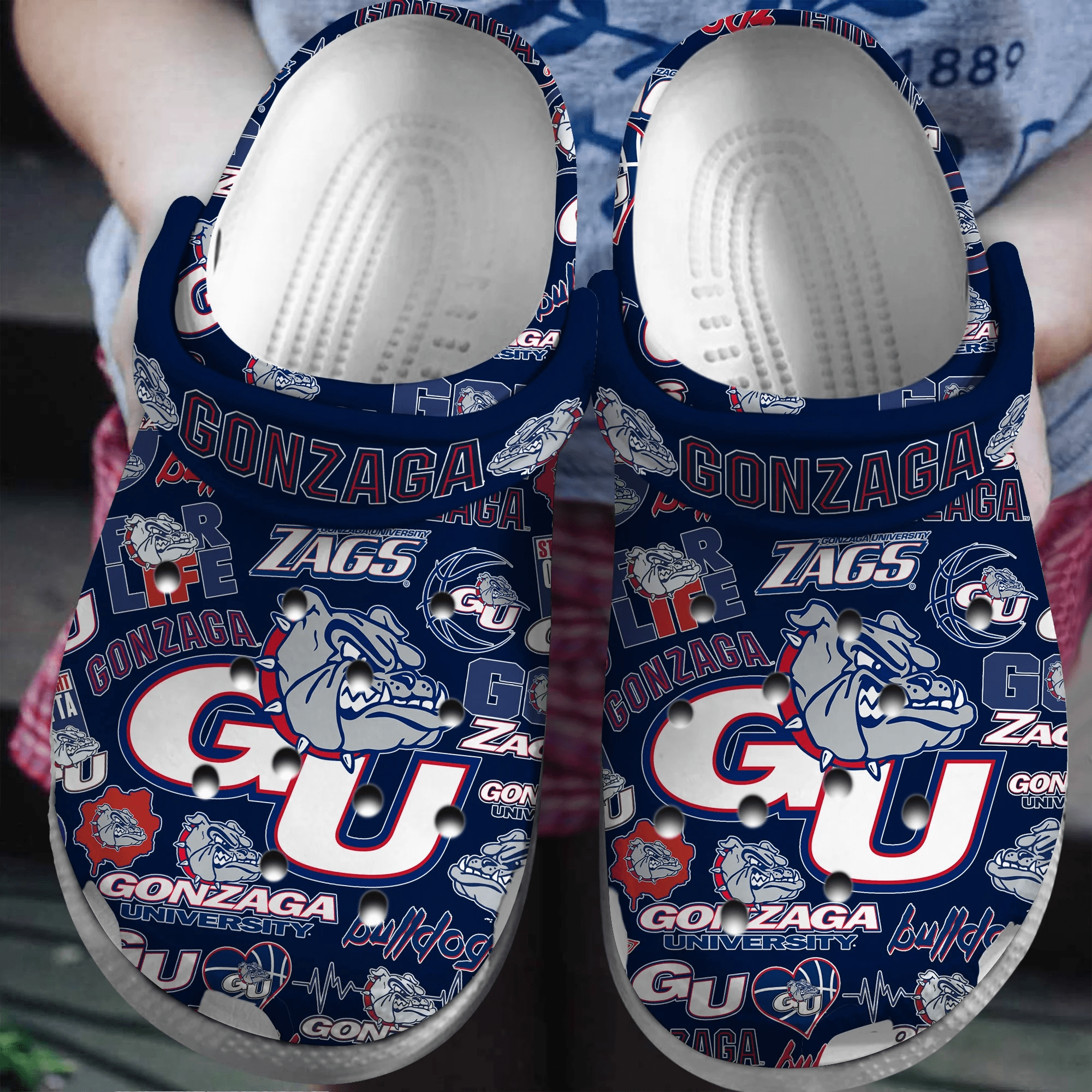 Gonzaga Bulldogs NCAA Sport Crocs Crocband Clogs Shoes Comfortable For Men Women and Kids