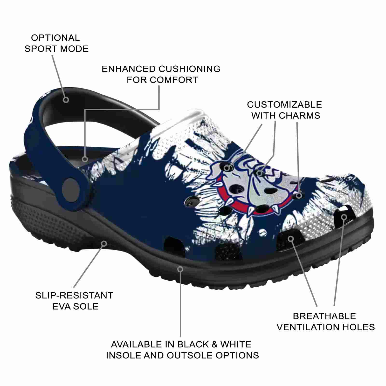 Gonzaga Bulldogs Splatter Graphics ClogTVC1801751 - Image 5