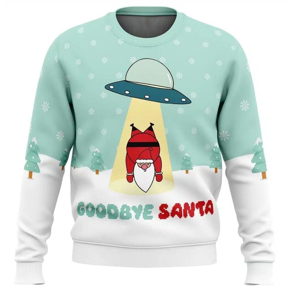 Goodbye Santa Christmas Ugly Sweater, Santa Claus UFO Adult Kid Sweater