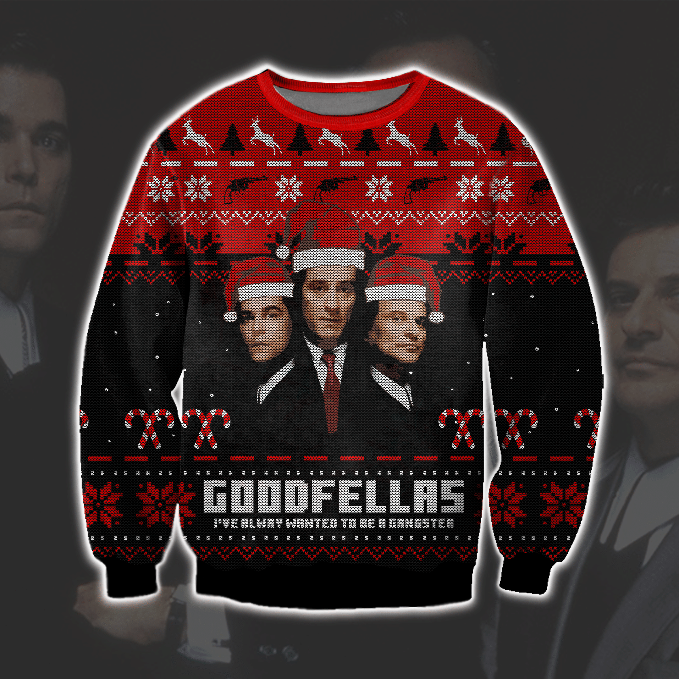 Goodfellas 3D Print Knitting Pattern Ugly Christmas Sweater Adult 3D Funny Matching for family