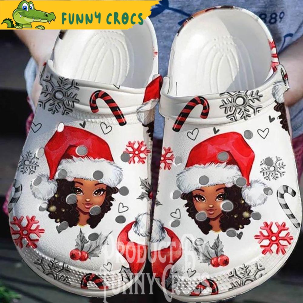 Gorgeous Afro Girl Santa Christmas Crocs Crocband Clogs Shoes Comfortable For Men Women and Kids