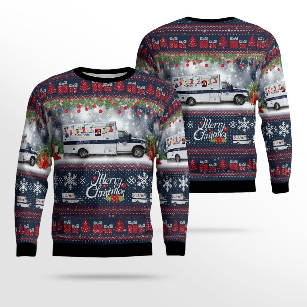 Gorham New Hampshire Gorham Fire And EMS AOP Ugly Sweater Xmas Unisex Sweater Christmas Gifts For Men Women