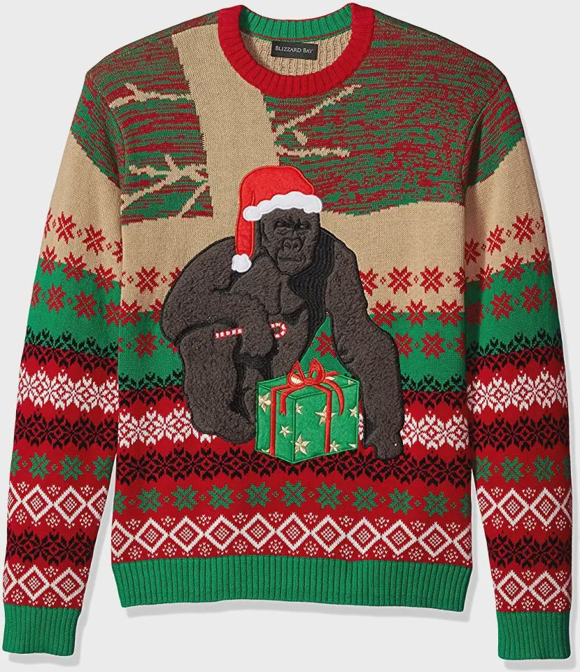 Gorillas Ugly Christmas Sweater Adult 3D Funny Matching for family