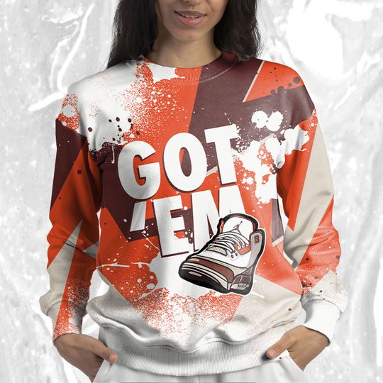 Got Em 3D ZigZag Painted Sweatshirt Match Jordan 3 Mars Stone - Image 10