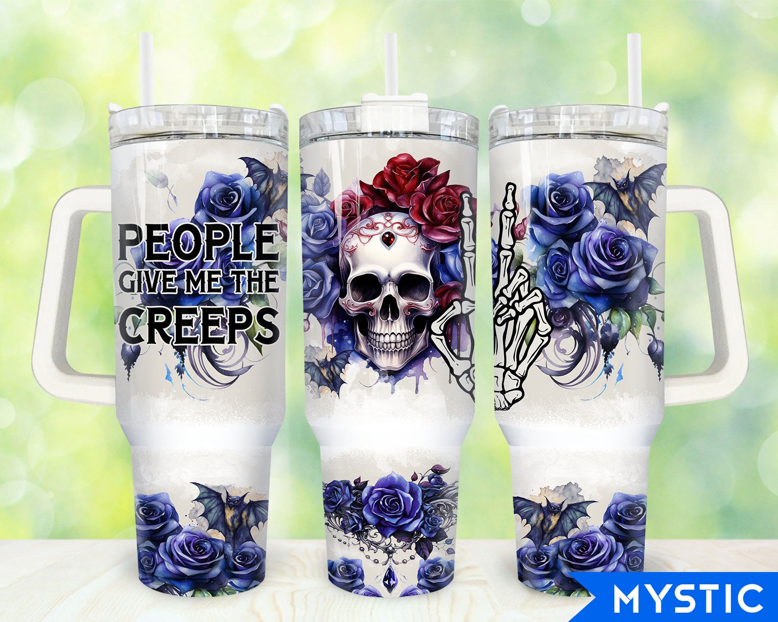 Gothic Floral Skull Custom Stanley Cup 40 oz 30 oz Tumbler With HandleTVC2301918