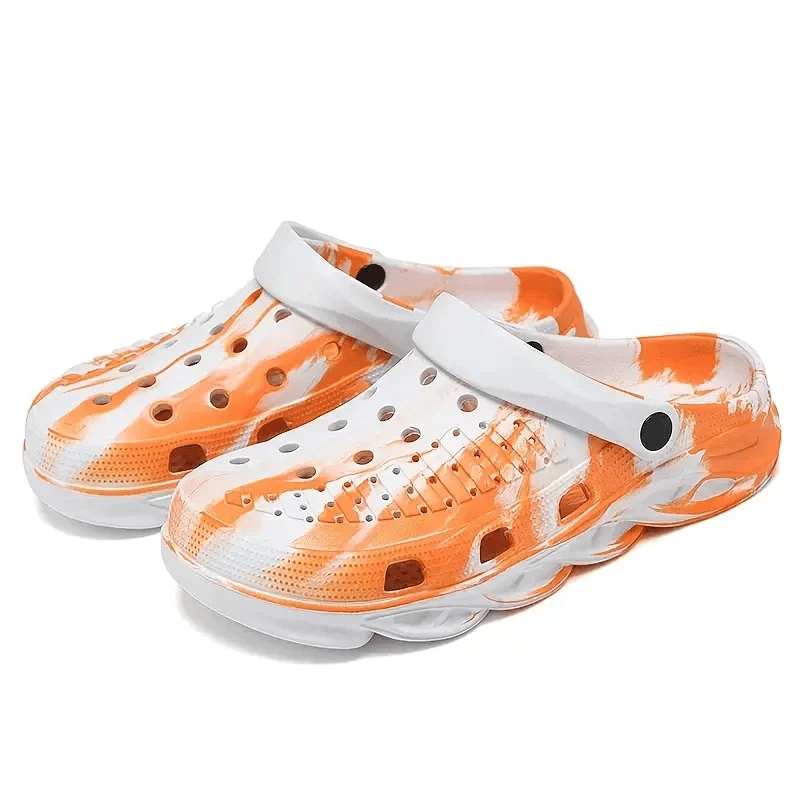 Graffiti Print Orange Crocs Crocband Clogs Shoes For Men Women