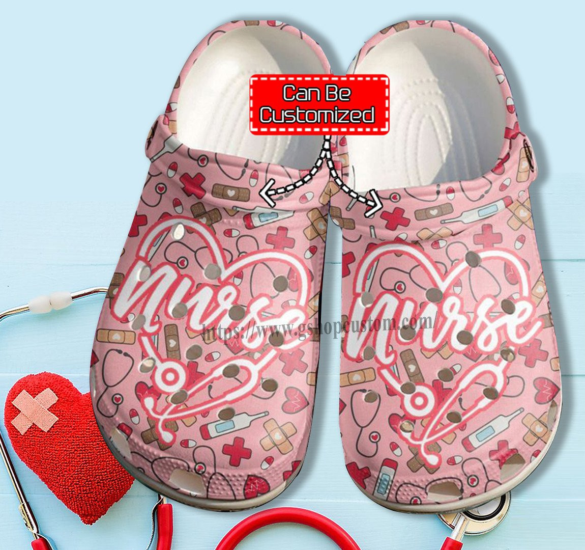 Granddaughter Nurse Heart Love Shoes Gift Birthday Girl - Nurse Medical Item Shoes Croc Clogs Customize
