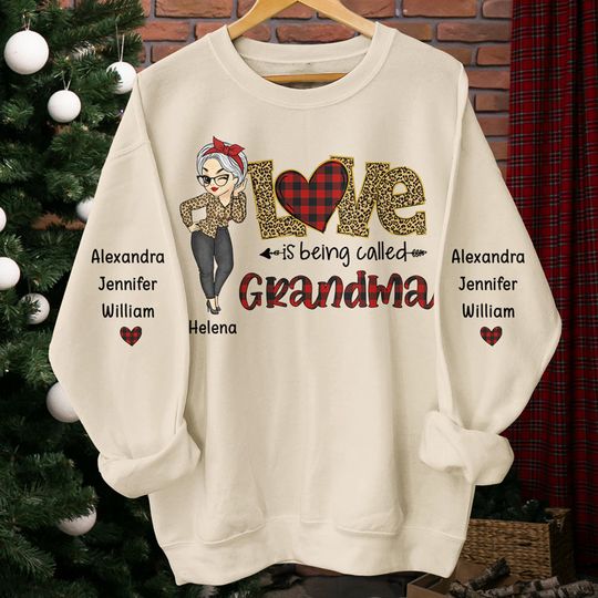 Grandkids Are The Greatest Gift - Family Personalized Sweatshirt With Design On Sleeve - Gift For Mom, Grandma - Image 6