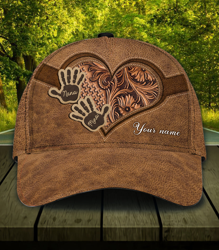 Grandma Big Heart Personalized Classic Cap, Personalized Gift for Nana, Grandma, Grandmother, Grandparents Trucker Hats Custom Hats Gifts For Men & Women