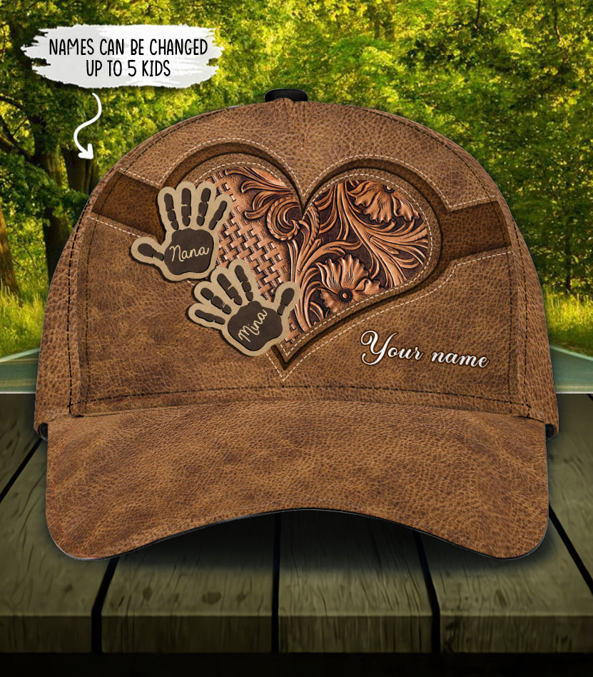 Grandma Big Heart Personalized Classic Cap, Personalized Gift for Nana, Grandma, Grandmother, Grandparents Trucker Hats Custom Hats Gifts For Men & Women