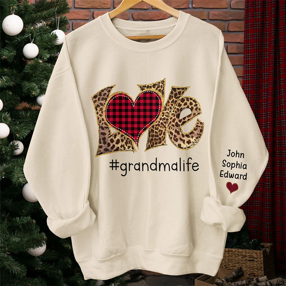 Grandma Life Is The Best Life - Family Personalized Sweatshirt With Design On Sleeve - Gift For Mom, Grandma - Image 3