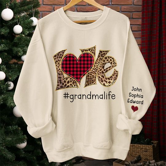 Grandma Life Is The Best Life - Family Personalized Sweatshirt With Design On Sleeve - Gift For Mom, Grandma - Image 6