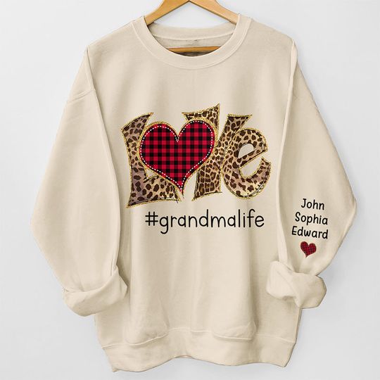 Grandma Life Is The Best Life - Family Personalized Sweatshirt With Design On Sleeve - Gift For Mom, Grandma - Image 4