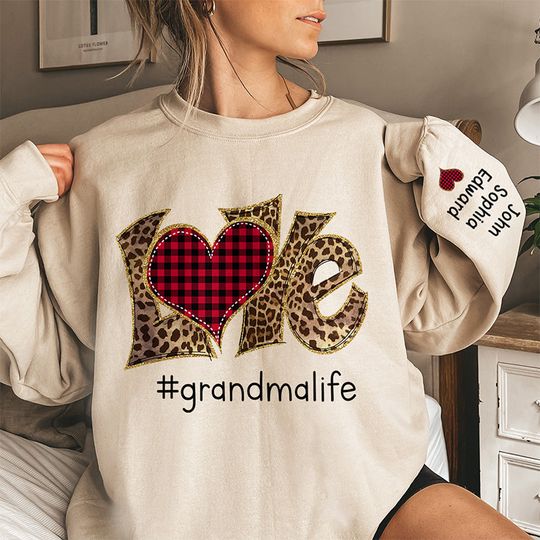 Grandma Life Is The Best Life - Family Personalized Sweatshirt With Design On Sleeve - Gift For Mom, Grandma - Image 5
