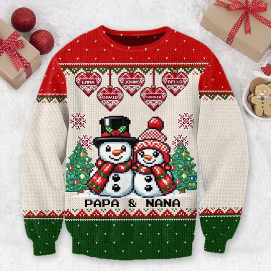 Grandma Love - Personalized Grandma Ugly Sweatshirt - Image 4