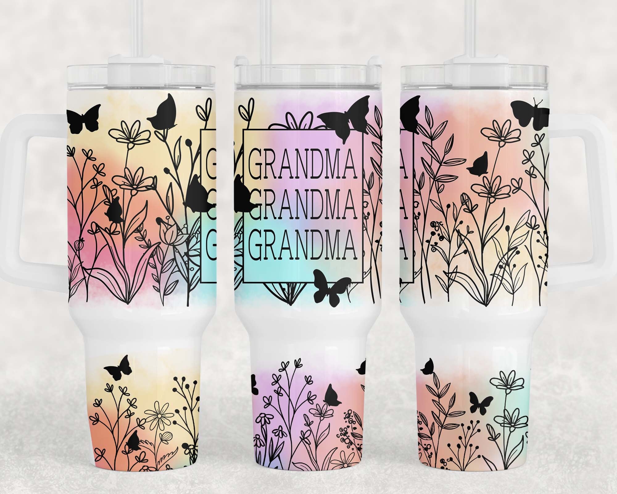 Grandma Wildflower Butterflies Custom Stanley Cup 40 oz 30 oz Tumbler With HandleTVC2301959 - Image 3