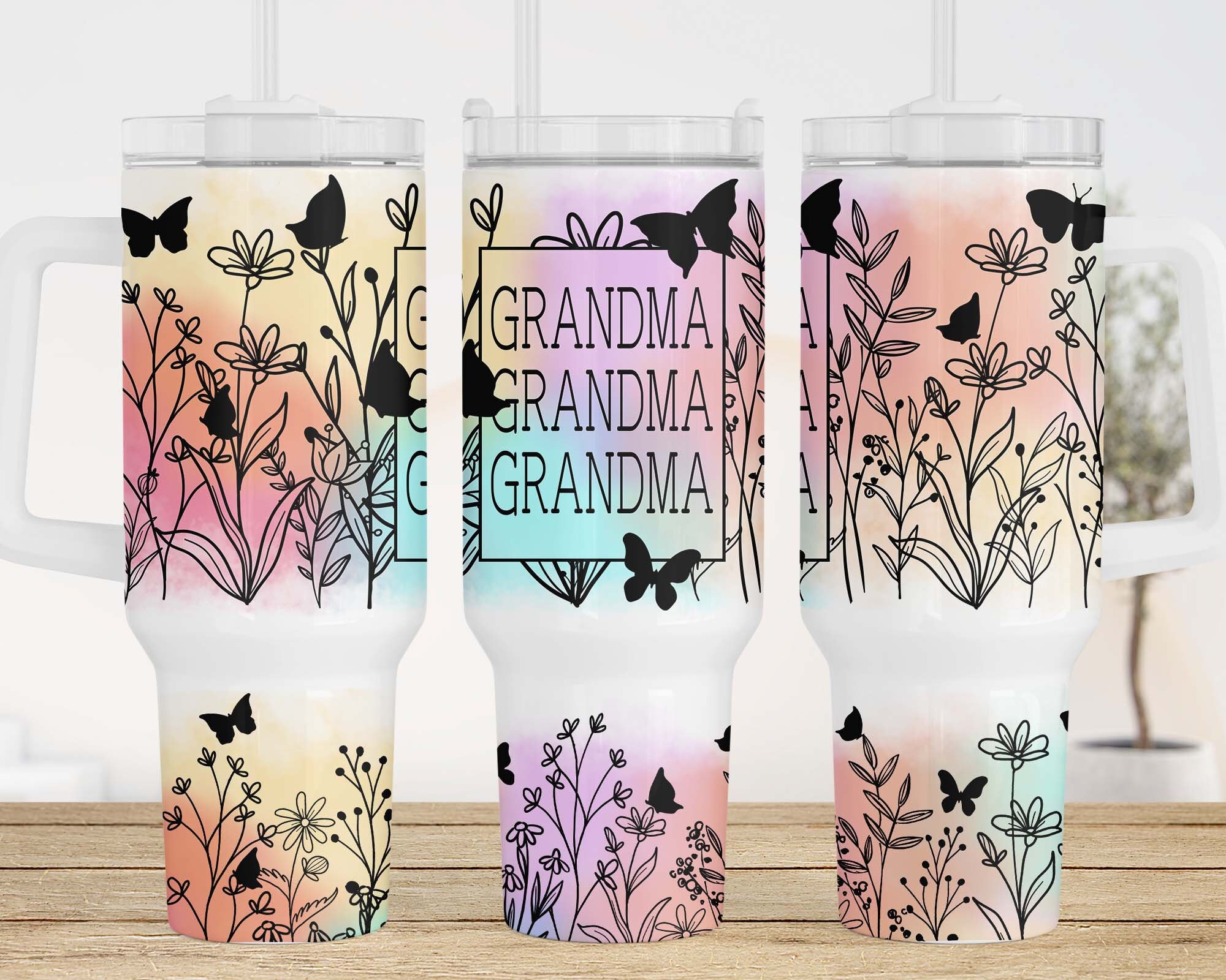 Grandma Wildflower Butterflies Custom Stanley Cup 40 oz 30 oz Tumbler With HandleTVC2301959 - Image 2