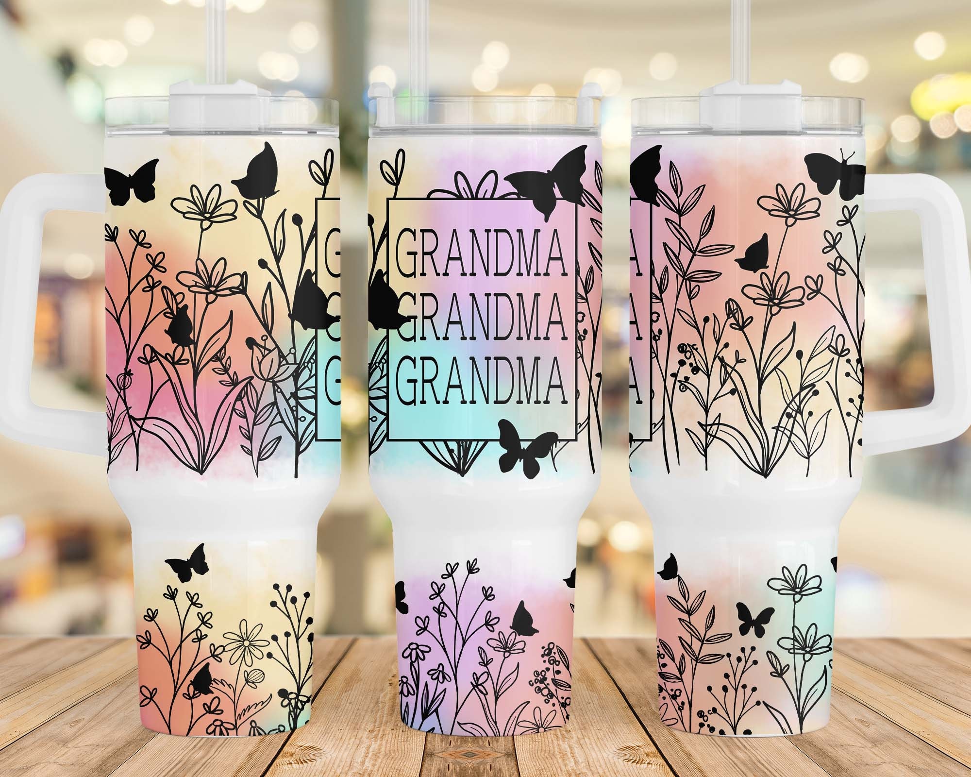 Grandma Wildflower Butterflies Custom Stanley Cup 40 oz 30 oz Tumbler With HandleTVC2301959