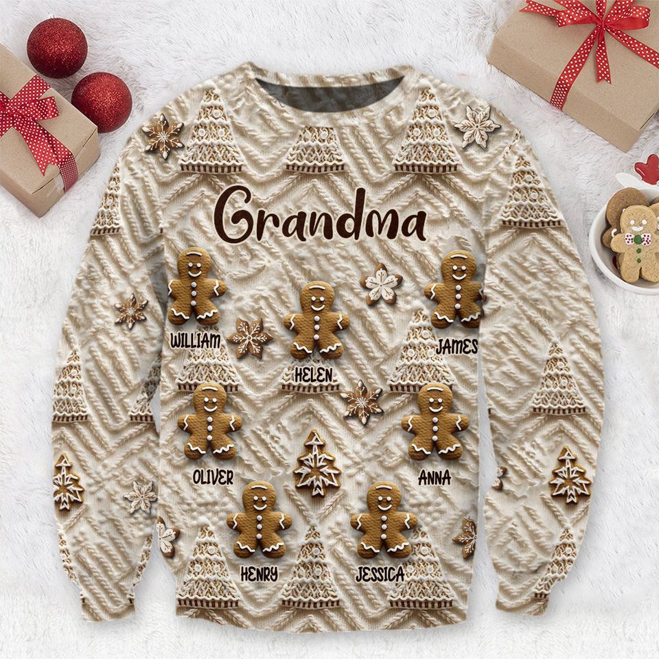 Grandma's Gingerbreads - Personalized Grandma Ugly Sweater