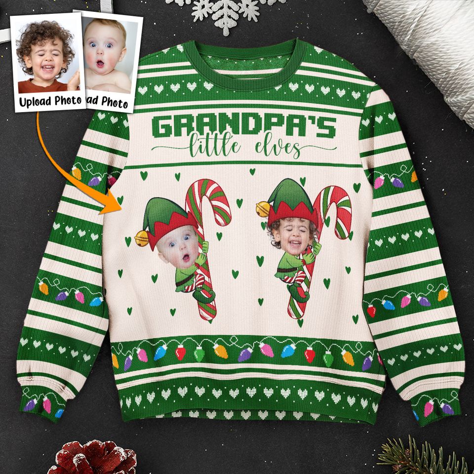Grandma's Little Elves - Personalized Photo Ugly Sweatshirt